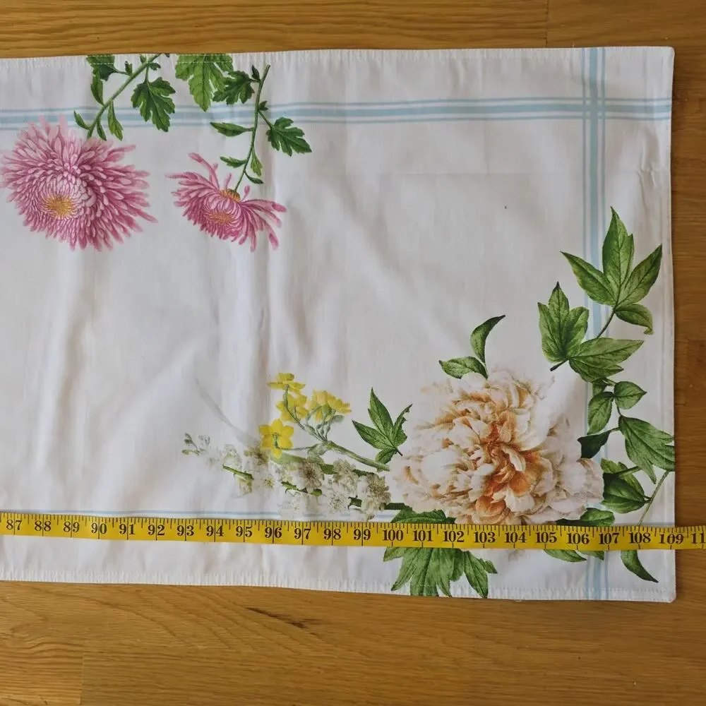 Williams Sonoma Floral Botanical Table Runner 18x109 Blue Pink Cottagecore